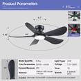 thumbnail image 4 of Ventilador de techo Kviflon de 46 pulgadas con luz y control remoto negro, 4 of 9