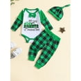 thumbnail image 2 of Suealasg Baby Boys Gentleman Suits Newborn Irish Day 3Pcs Outfits 6M 9M 12M 18M 24M Long Sleeve Truck Print Rompers and Long Pants Hat Set Spring Clothing for Infant Boys, 2 of 9