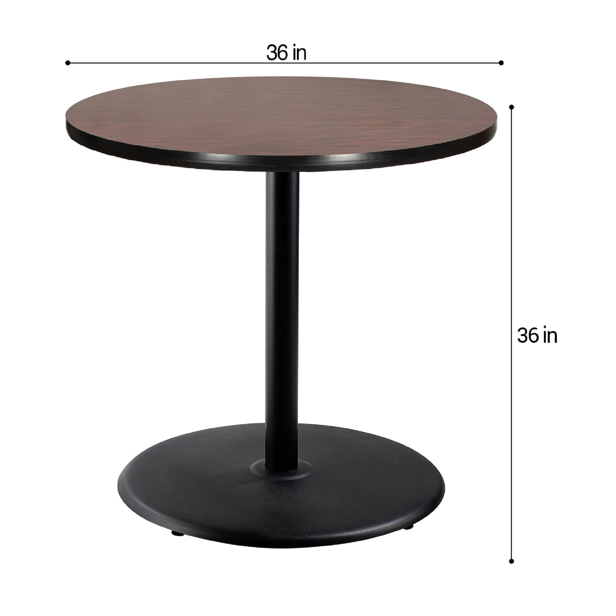 Hampden Furnishings Bennet Collection 36-Inch Round Steel Cafe Table, Black Frame With Mahogany Laminate Top