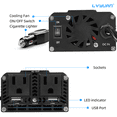 thumbnail image 4 of LVYUAN 500W Modified Sine Wave Power Inverter 12V DC to 110V AC Vehicles Converter 2 AC Outlets + 2USB Charger Car Plug Adapter for Laptop, Computer, Car, RV, Camping & Home Black, 4 of 10