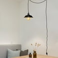 thumbnail image 5 of FSLiving Hanging Swag Lamp no Wiring Needed Portable Pendant Light with 15ft Plug-in UL Dimmable Cord Matte Black Light Industrial Iron Circular Shape,Matte Black Lamp Socket Hanging Lamp 1 Light, 5 of 8