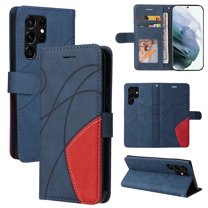 for Samsung S23 Ultra PU Leather Wallet Case, Flip Folio Case Book Folding Case with Magnetic Kickstand Card Holders Slots Protective with Lanyard Cover for Galaxy S23 Ultra 6.8 Inch - Blue