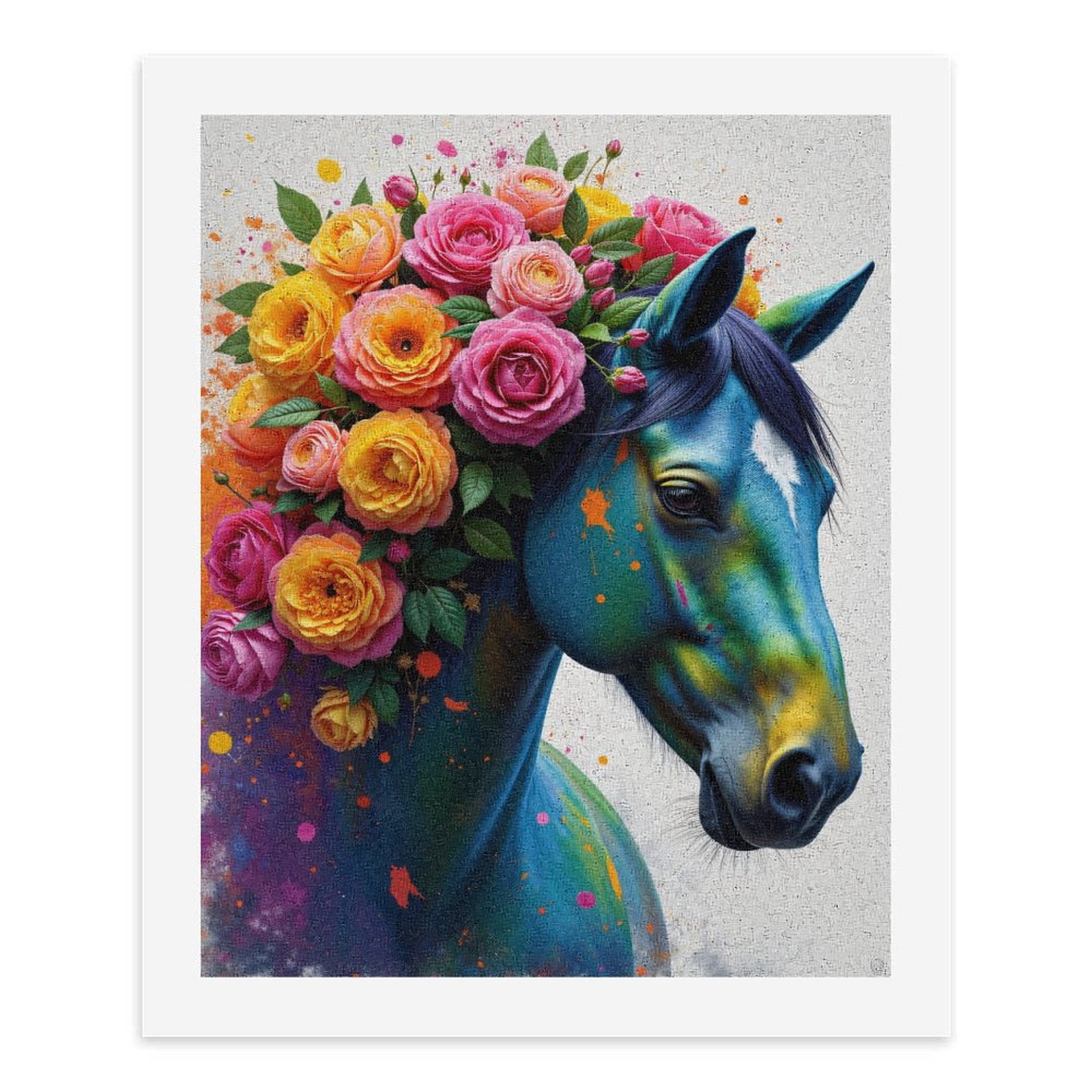 Paint By Numbers Kit for Adults Beginner - DIY Colorful Horse Floral Art Fantasy Canvas Painting Kits for Adults, Frameless Paint By Number for Adults for Home Wall Decor 16x20 Inch