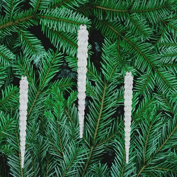 12 Piezas De Adornos Colgantes De Carámbanos Acrílicos, Adornos De Árbol De Navidad Brillantes Transparentes Con Agujero Para Colgar Fácilmente, Para Bodas, Fiestas,