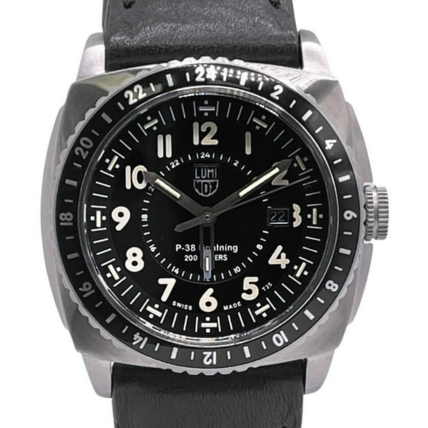 Luminox P 38 Lightning Air 44mm Steel Black Dial Quartz Mens Watch XA.9421