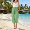 thumbnail image 5 of Ruyang Teen Girls Cotton Linen Capri Pants Kids Summer Preppy Casual Cropped Pants Cozy Lightweight Drawstring Baggy Trousers Cute, 5 of 9