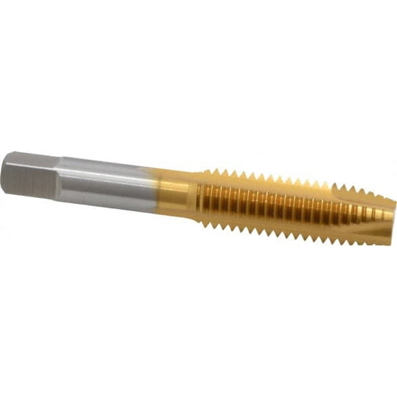 Hertel 9/16-12 UNC H3 3 Flute TiN Finish HSS Spiral Point Tap Plug Chamfer, Right Hand Thread, 3-19/32" OAL
