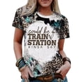 thumbnail image 2 of Womens Summer Tops Could Be A Train Station Kinda Day Ladies Casual O Neck Short Sleeved Top T Shirts for Women Sky Blue XL, 2 of 4