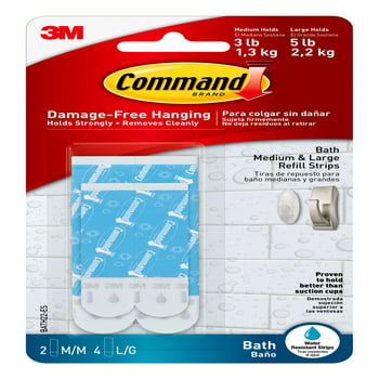 Command Water Resistant Strips, White, 2 Medium, 4 Large