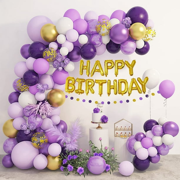 Décor D'anniversaire Violet Cadeaux Jouets Ballons Pour Une Fête D