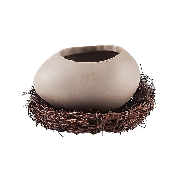 Easter Egg Shell Bowl Oval Shaped Ceramic Bowl, Ceramic Egg Shell Bowl with Bird Nest, Yogurt Bowl Restaurant Tableware Dessert Bowl for Easter Party Tableware (A#, S)