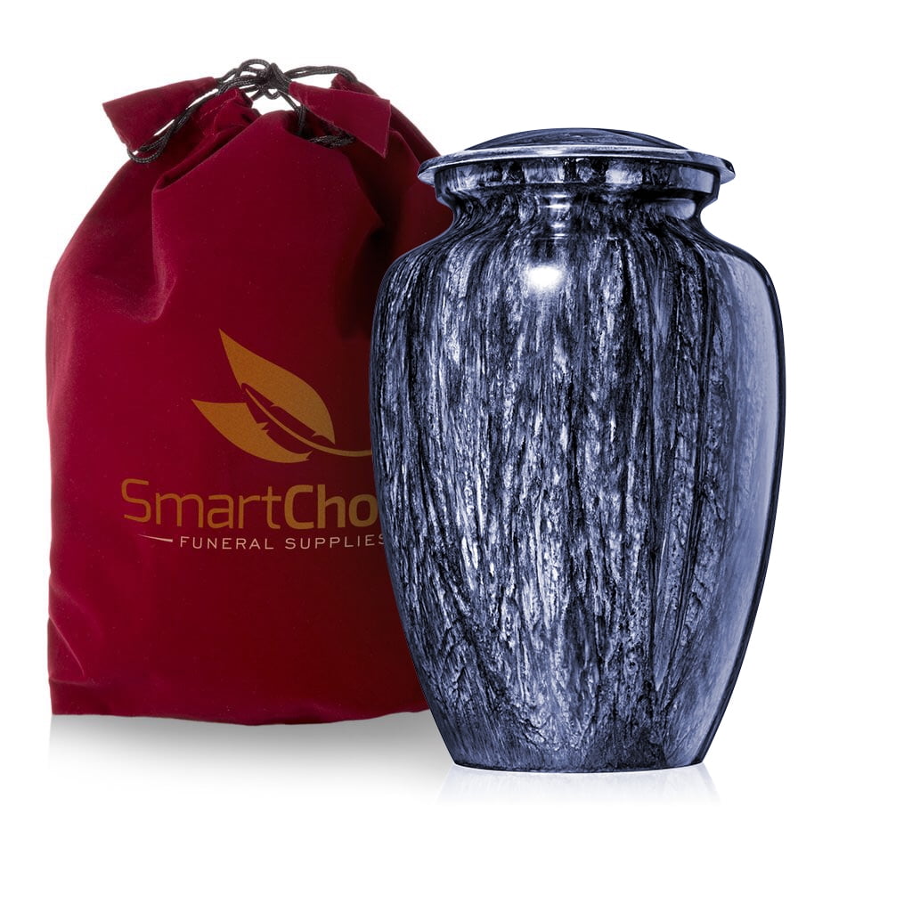 SmartChoice Deep Marbleized Blue Cremation Urn for Human Ashes