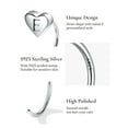 thumbnail image 6 of U7 Heart Half Hoop Earrings for Women 925 Sterling Silver Cartilage Piercing Open Huggie Initial Earrings, Letter E, 6 of 9