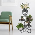 thumbnail image 2 of 4 Tier Rounded Plant Stand Metal Flower Holder Pot Garden Decoration Display Wrought Iron 4 Layers Planter Rack Shelf Organizer for Indoor Outdoor Home Office Black, 2 of 8