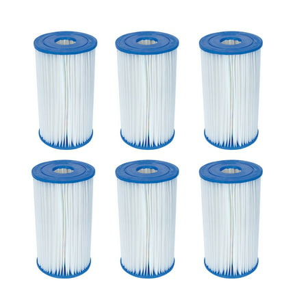 Bestway Pool Filter Pump Replacement Cartridge Type IV / B (6-Pack) | (Best Way To Clean Plastic)
