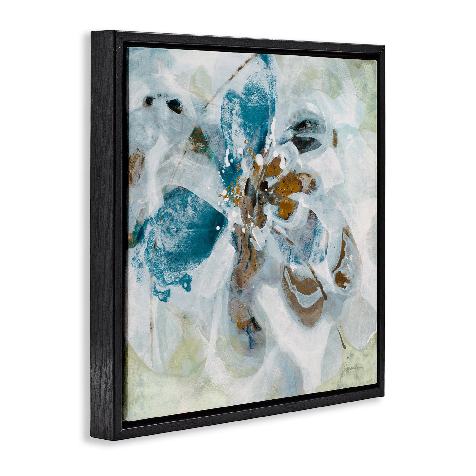 Stupell Industries Abstract Botanical Distortion Abstract Painting Black Floater Framed Canvas Art Print Wall Art, 25 x 25
