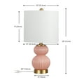thumbnail image 4 of JONATHAN Y Daphne 20" Contemporary Transitional Metal/Glass Ribbed Gourd LED Table Lamp, Pink/Brass Gold, JYL1099B, 4 of 7