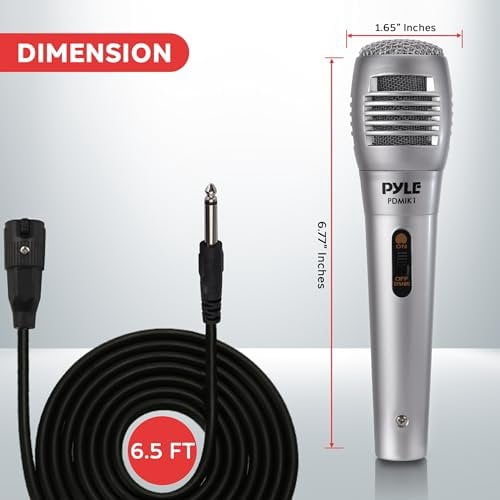 Pyle Professional Dynamic Microphone - 4-Pack Unidirectional Handheld Mic with Built-in Pop Filter, High Signal Output, 6.5 ft. XLR Audio Cable, Ideal for Stage, Karaoke & Studio Performances