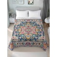 thumbnail image 4 of Colorful Boho Flat Sheet Only Twin Size, Soft Breathable Bed Top Sheets for Mattress, Ethnic Vintage Mexican Flowers Southwestern Luxury Bedding Flat Sheets for Home Hotel Bedroom Bed Protection, 4 of 9