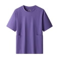 thumbnail image 3 of LEKWK Crewneck T-Shirt for Men Pockets Short Sleeve Casual Top Lightweight Breathable Relaxed Fit Tee for Summer Purple XL, 3 of 5