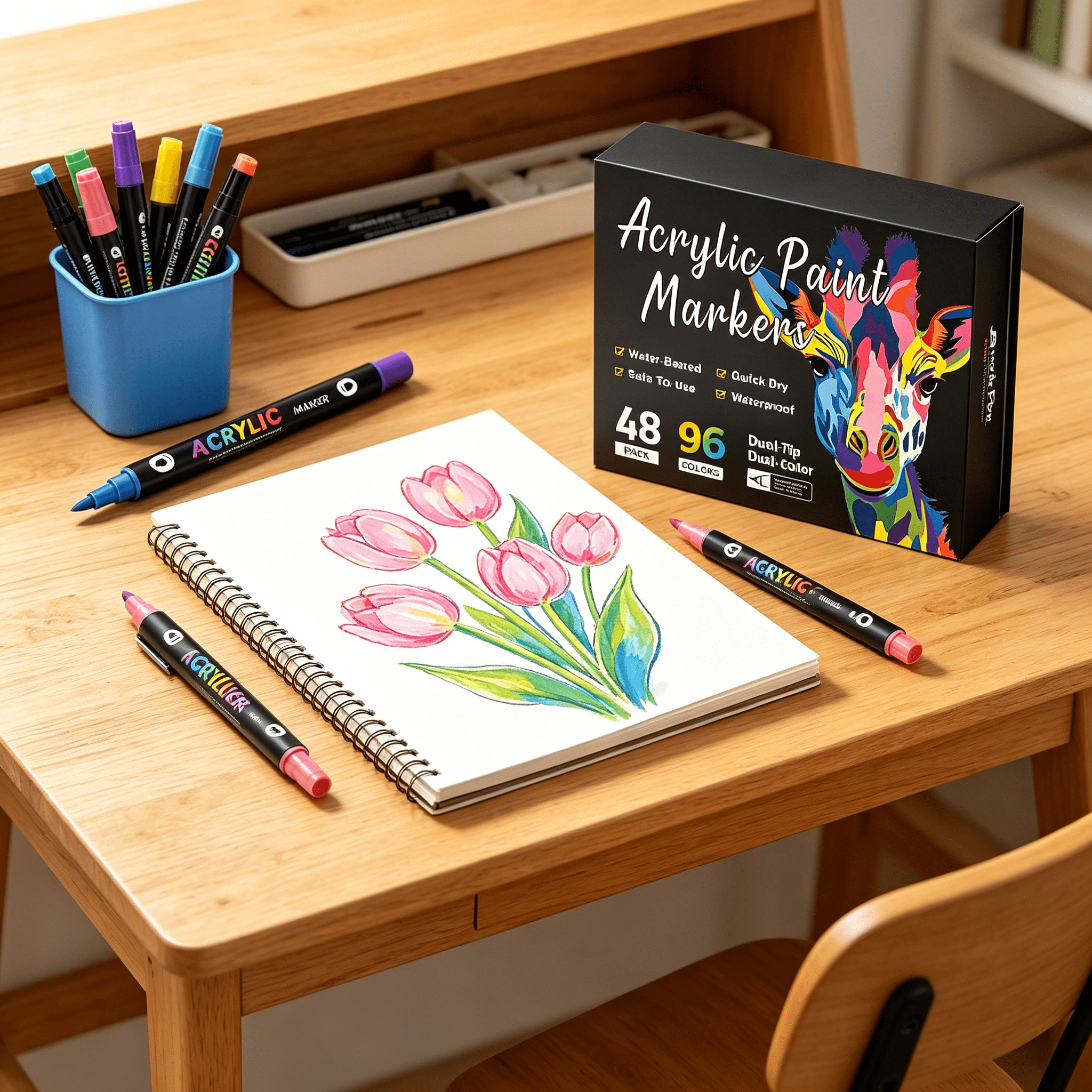 CCOCC 2026 New Marker Pens,Professional Acrylic Paint Markers Set for Rock Painting and Diy Crafts - Quick-Drying Water-Based Ink,Vibrant Colors on Ceramic Wood Canvas Plastic Black
