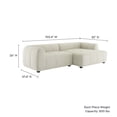 thumbnail image 3 of Liana Right-Facing Upholstered Fabric Modular Sofa with Chaise in Linen, 3 of 8