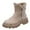 Beige, variant on Women's Warm -Lined Winter Ankle Boots, Suede Side Zip Combat Boot with Lug Sole, Heel & Real Wool Lining
