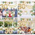 thumbnail image 5 of Sage Green White Gold 30th Birthday Party Decorations Kit,Happy 30th Banner Triangle Flags Garlands Number 30 Balloons Cake Toppers for 30 Year Old Men/Women Anniversary Party Backdrops Supplies, 5 of 7