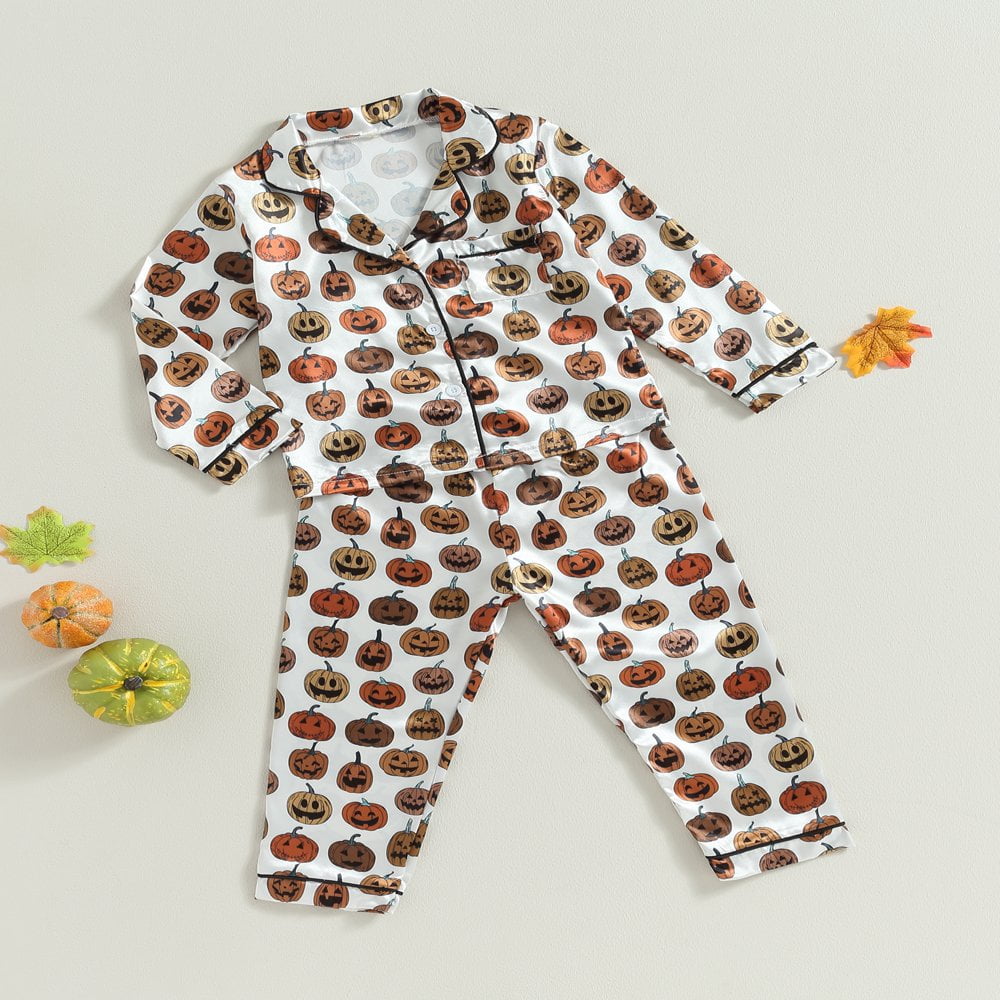 Pyjama 2 Pièces Garçon Halloween Citrouille – Manches Longues, Coton Doux – Pour Nuit, Fête, Cadeau - 9