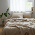 thumbnail image 2 of Q VITA French Linen Sheet Set, Queen, 4-Piece Bedding for Adults – Oatmeal Color, Enzyme Washed, 14" Deep Pocket, OEKO-TEX Certified, 2 of 7