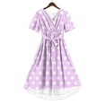 thumbnail image 5 of Uootdi Polka Dot Dresses for Women V Neck Tie Waist Short Sleeve Casual Flowy Midi Dresses Lightweight Elegant Gift, 5 of 7