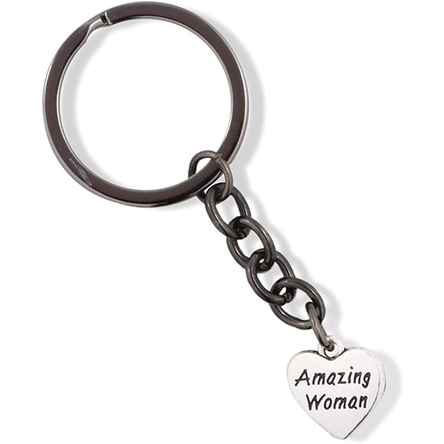 EPJ Amazing Woman Text on a Heart Charm Keychain (alloy, womens)
