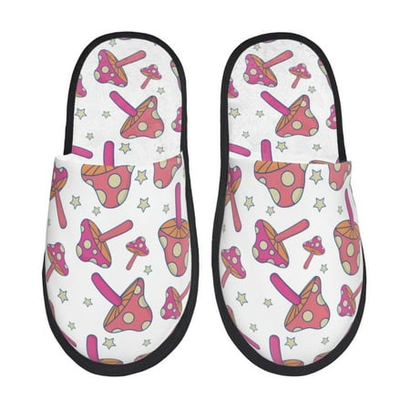 

House Slippers for Women and Men Purple mushroom Comfy Fuzzy Bedroom Slippers Furry Home Shoes for Indoor Outdoor