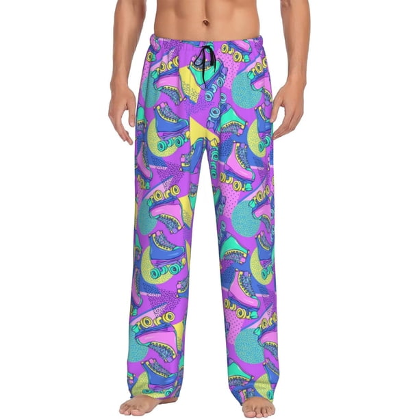 Balery Disco Roller Skates Pantalones de pijama para hombre, pijama ultraligero, pantalón de descanso-Large