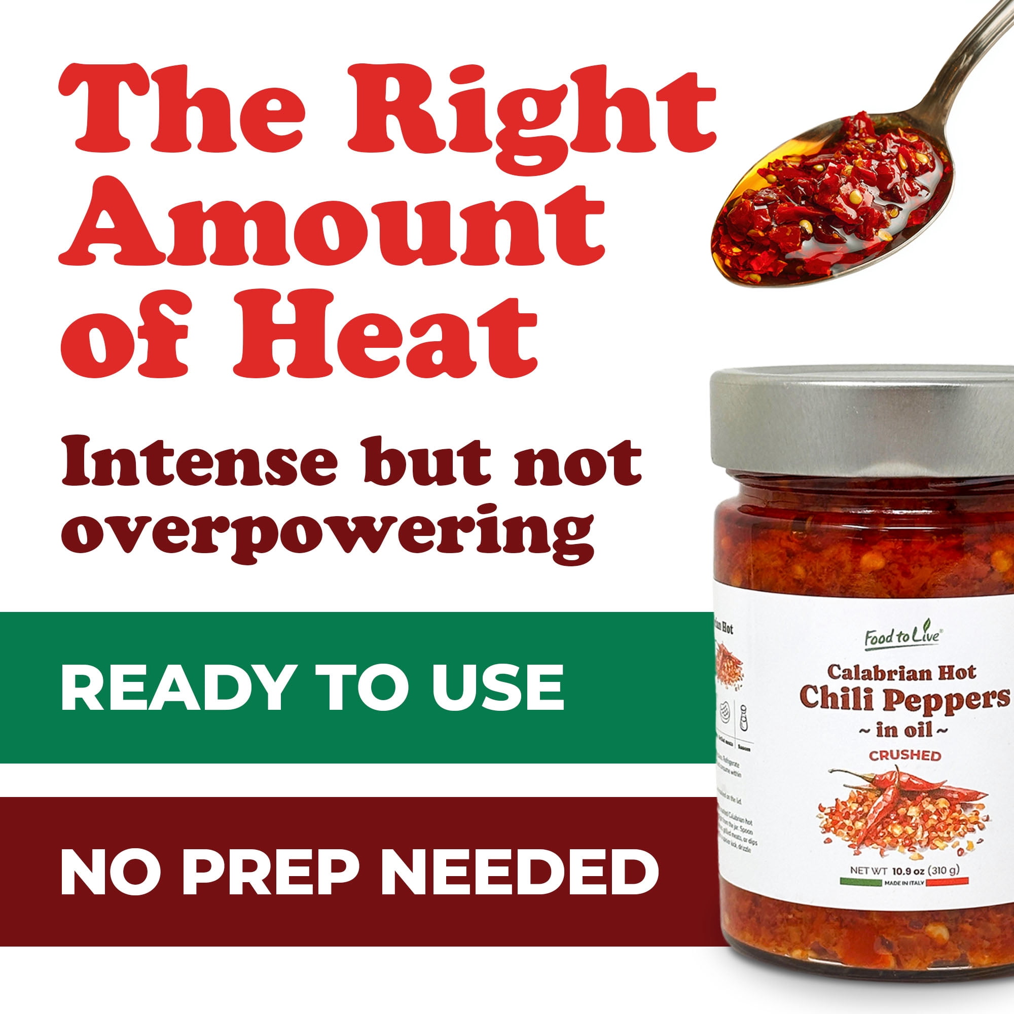 Crushed Calabrian Hot Chili Peppers in Oil, 310 gr – Chopped, Vegan (Pack of 6) - by Food To Live