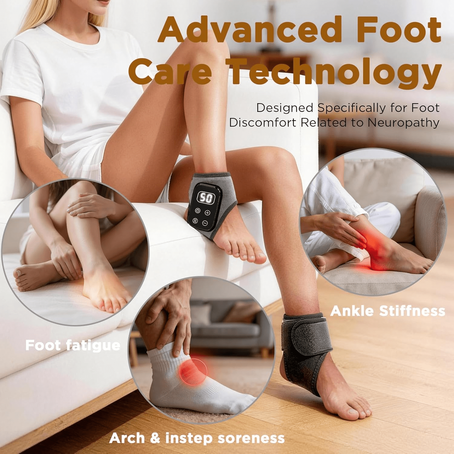 Portable Foot Massager, Heated Foot & Ankle Massager Wrap with Vibration Modes & Adjustable Heat Levels, Ideal Father's Day & Mother's Day Gifts, 2Pcs Grey