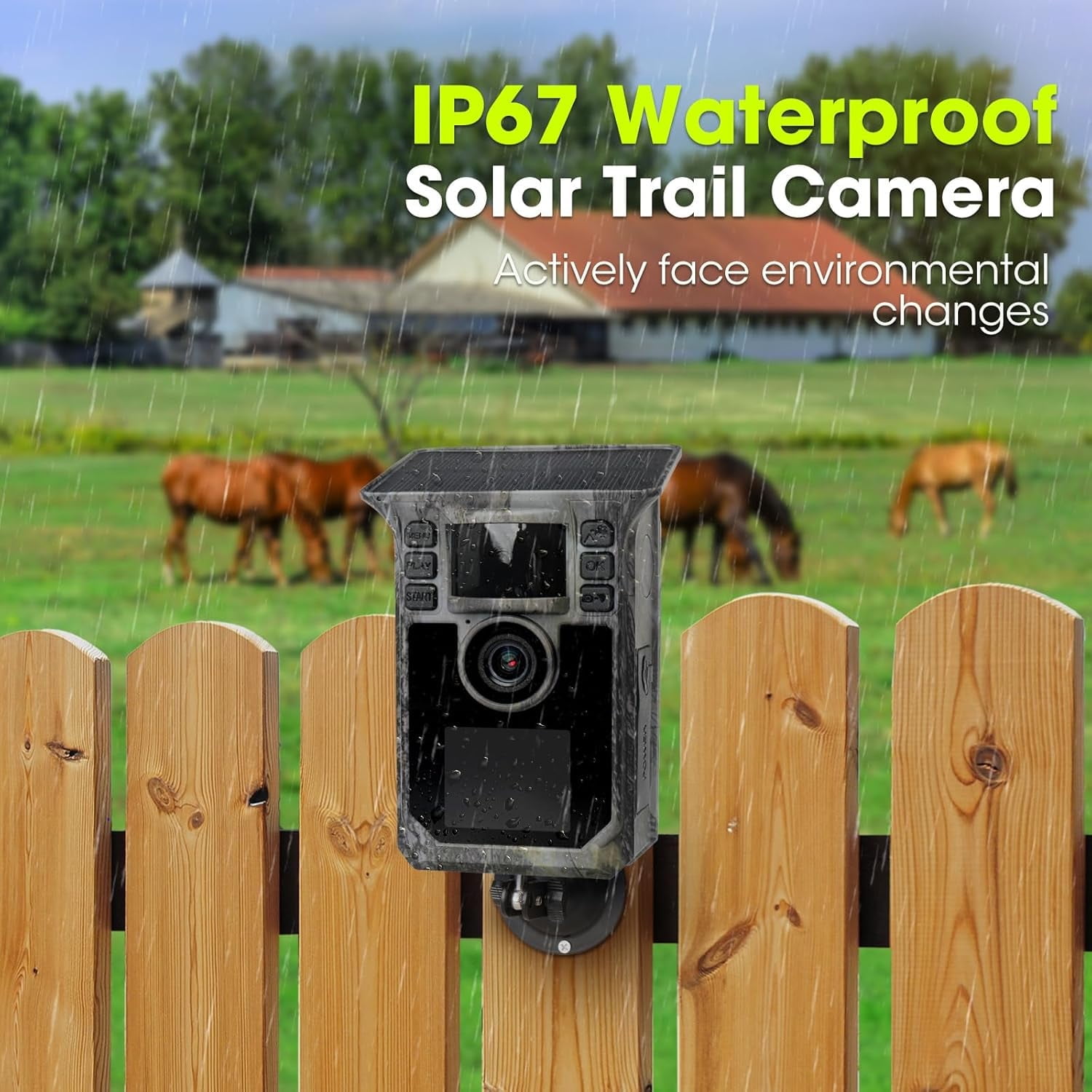 Solar Trail Camera 48MP 4K, 64GB Memory Card Game Camera with Motion Activated 0.1s Trigger, Night Vision Motion Activated IP67Waterproof for Wildlife Scouting
