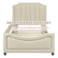 thumbnail image 5 of Bellemave Upholstered Twin Bed Frame, Twin Size Daybed Frame with Classic Stripe Shaped Headboard, Wood Twin Sofa Bed forBedroom (Beige), 5 of 8