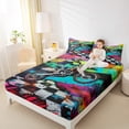 thumbnail image 4 of Manfei Kids Motorcycle Twin Sheet Sets,Colorful Splatter Ink Twin Fitted Sheet,Extreme Sports Flat Sheet For Boys,Luxury Bedroom Decor,3pcs, 4 of 7