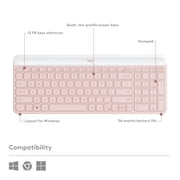 Logitech MK470 Slim Wireless Keyboard and Mouse Combo - Modern Compact Layout, Ultra Quiet, 2.4 GHz USB Receiver, Rose