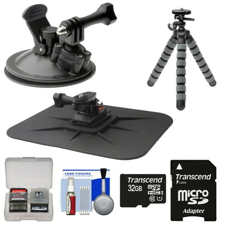 Essentials Bundle for Replay XD 1080 Mini & Prime X Action Video Camera Camcorder with Car Suction Cup & Dashboard Mounts + 32GB Card + Flex Tripod + Kit