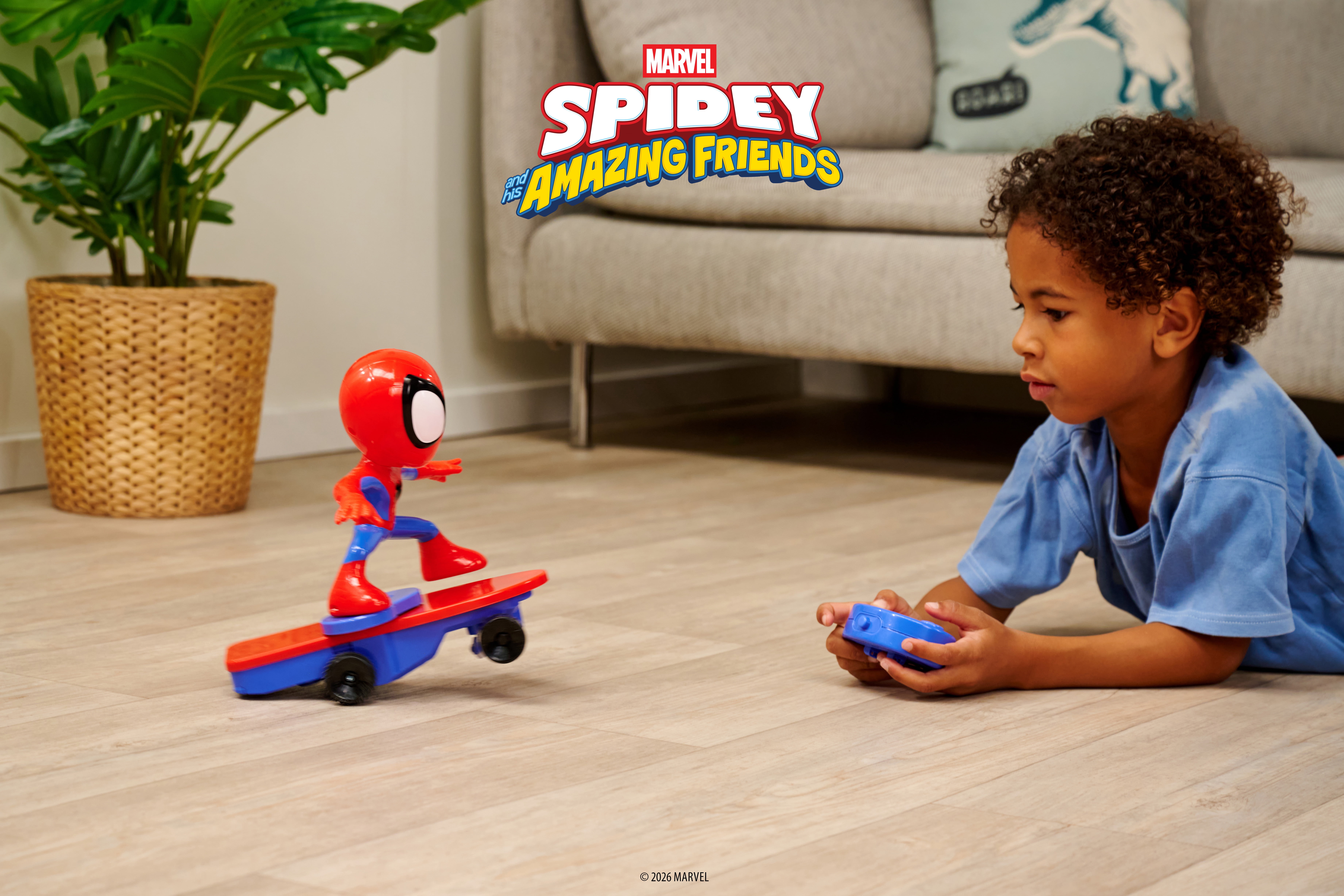 Marvel Spidey and His Amazing Friends RC Spider-Man Stunt Skateboard 9-Inch Remote Control Toy with Spinning Action by Jada Toys