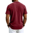 thumbnail image 4 of Sewkxo Men's Linen Shirts Short Sleeve Casual Shirts Button Down Shirt for Men Beach Summer Shirt,Wine 2XL, 4 of 8