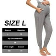 thumbnail image 2 of Women's Maternity Pants Stretchy Lounge Workout Pants Casual Loose Comfy Pregnancy Joggers with Pockets-Light gray, 2 of 5