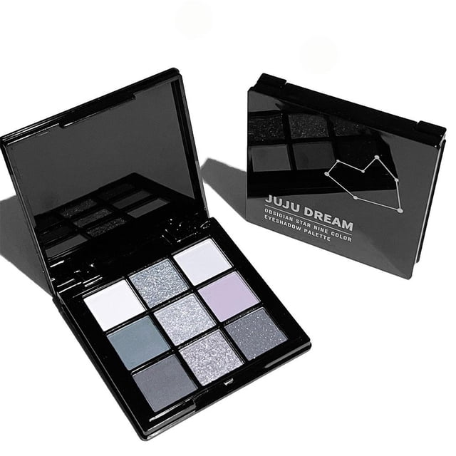 Nine Color Eye Shadow Plate Light Fine Flash Dark Metal Small Makeup Makeup Gray Punk Black