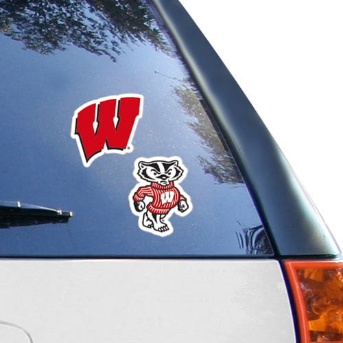 Package of 2 Wisconsin Badgers Color Auto Emblem Die Cut-- 