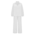 thumbnail image 4 of Scyoekwg Womens Two Piece Sets Fall Outfits Long Sleeve Tops Wide Leg Pants Casual Fashion Matching Outfits Two Piece Set (White,XXXL), 4 of 6