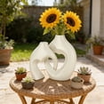 thumbnail image 4 of White Vase Set of 2 - Creative Heart Shaped Hugging Resin Vase Style Couple Vase Home Decor,Modern Tabletop Flower Vase for Living Room Coffee Table Bookshelf Shelf Entryway, 4 of 7