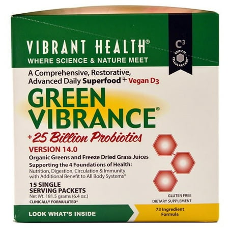 Vibrant Health Green Vibrance Powder 15 Packets (Maximum Vibrance Best Price)