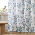thumbnail image 3 of Exultantex European Floral Grommet Curtain 52x84 Inch, Semi-Sheer Blue for Bedroom, 3 of 5